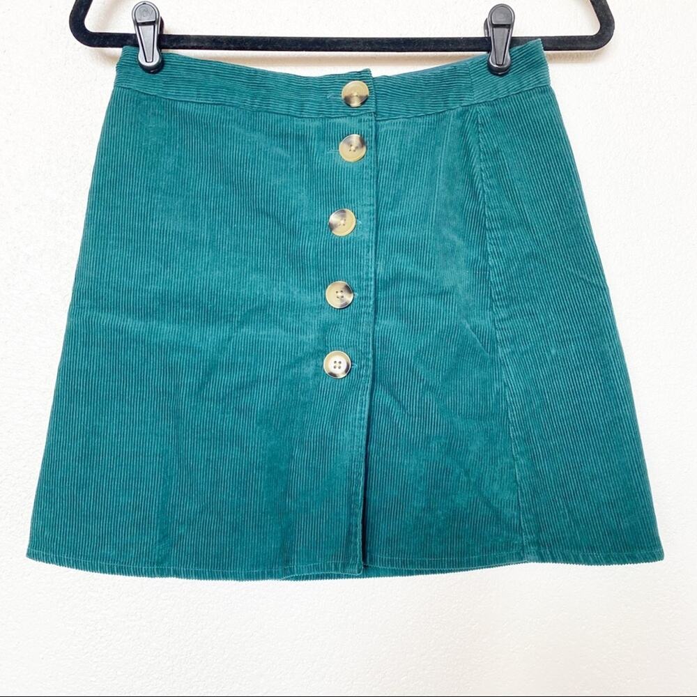 ASOS Green Corduroy Button Front Mini Skirt Size 4